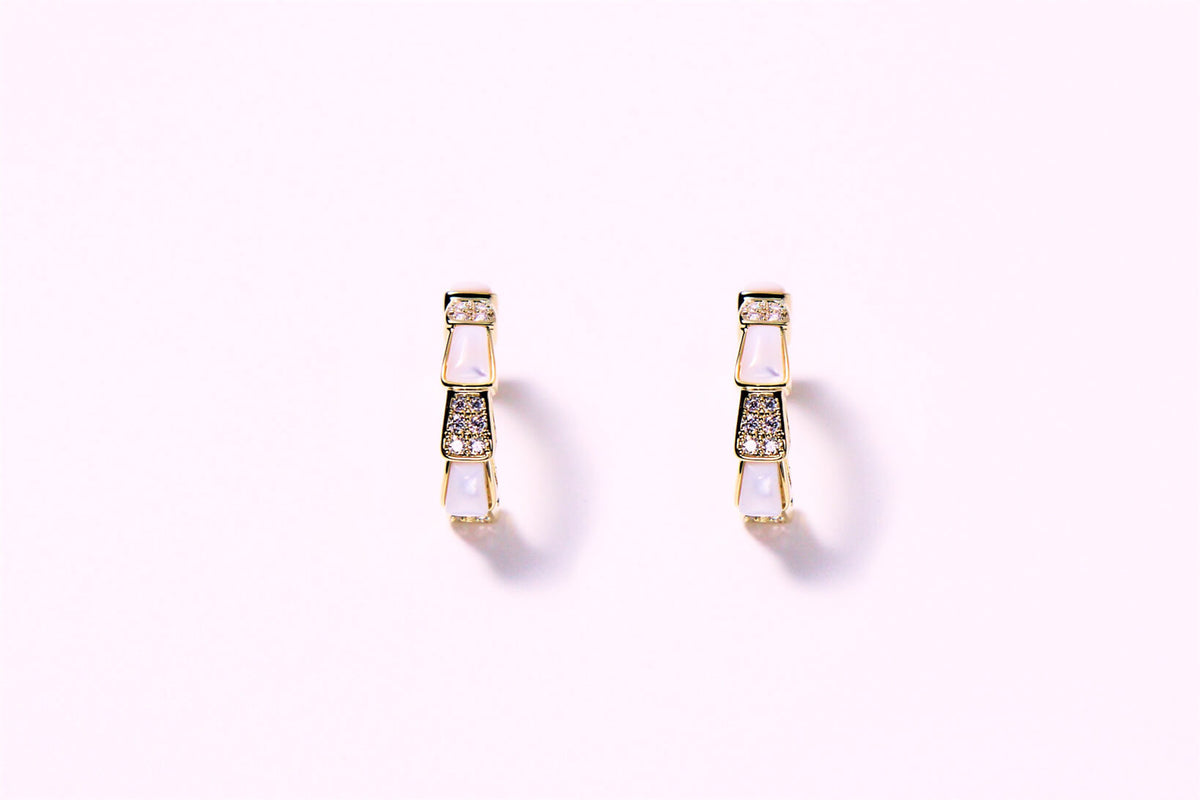 Bamboo | Pearl & Zircon Earrings™